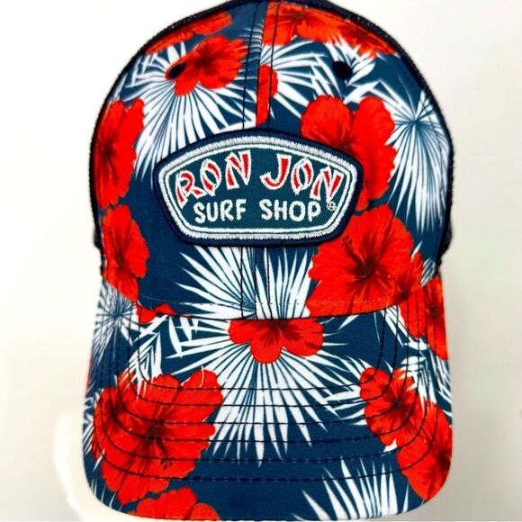 Ron Jon Surf Shop Red Hibiscus Tropical Floral Unisex Mesh SnapBack Cap - Picture 1 of 12
